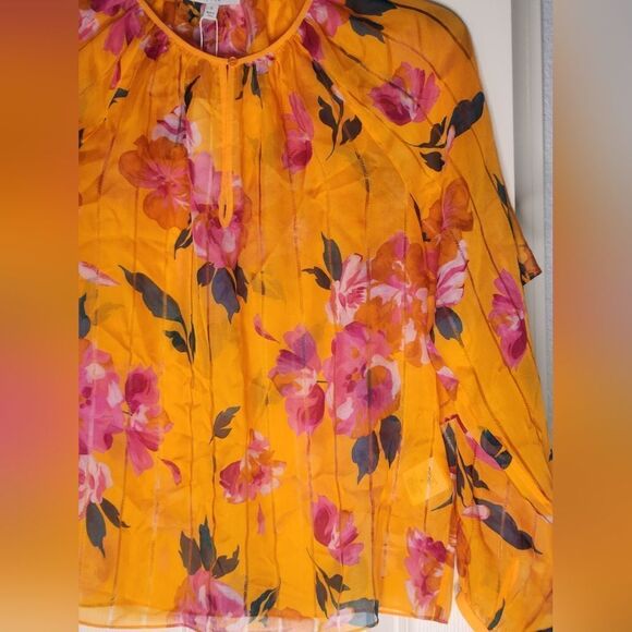 NWT Joie Kriston B S Zinnia Floral Ruffled Lngslv 100%SILK Women Blouse  $278 - Picture 3 of 16